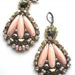 Peony Petals Beaded Earrings In Light Pink,..